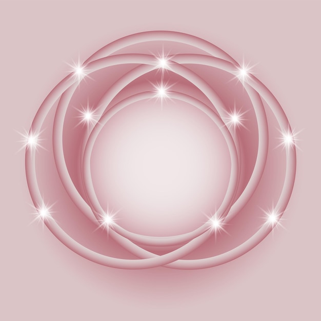 Abstract shiny pink background frames from rings vector cartoon illustration