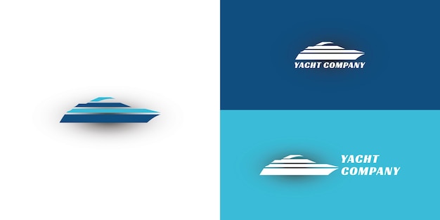 Vector abstract shioulette ship logo in blue color applied for the yacht company logo design