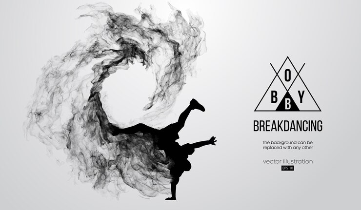 Vector abstract silhouette of a breakdancer