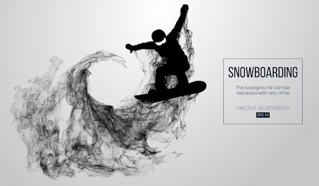 Abstract silhouette of a snowboarder jumping isolated