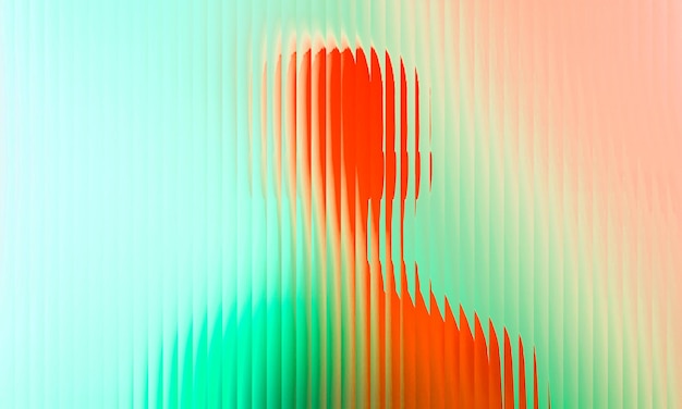 Abstract Silhouette with Wavy Lines and Color Gradient