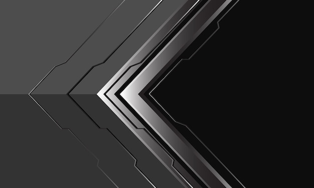 Vettore abstract freccia d'argento cyber direzione geometrica grigio nero design tecnologia vettore di sfondo