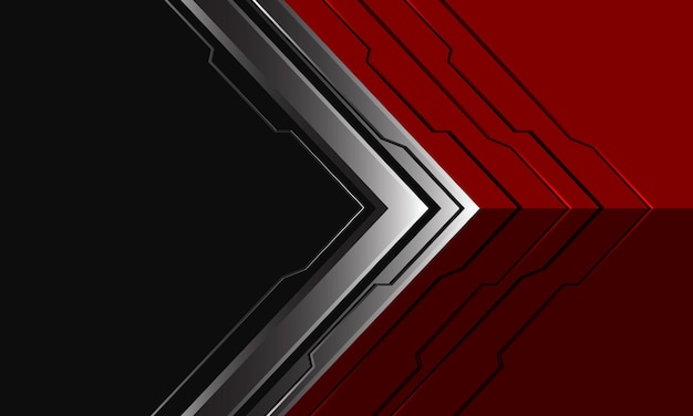 Abstract silver arrow cyber direction geometric red dark grey design technology background vector