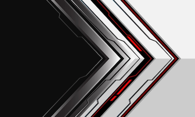 Abstract silver arrow cyber direction white red light grey design technology background vector