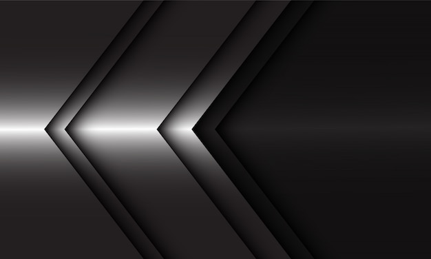 Abstract silver arrow direction on black modern luxury futuristic background.