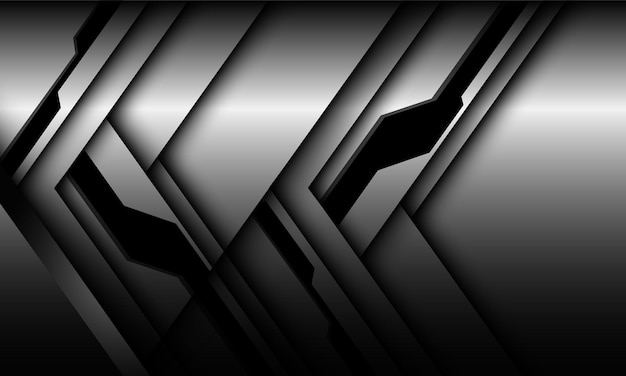 Абстрактный серебристо-черный кибер-геометрический теневой дизайн современный футуристический технологический вектор фона