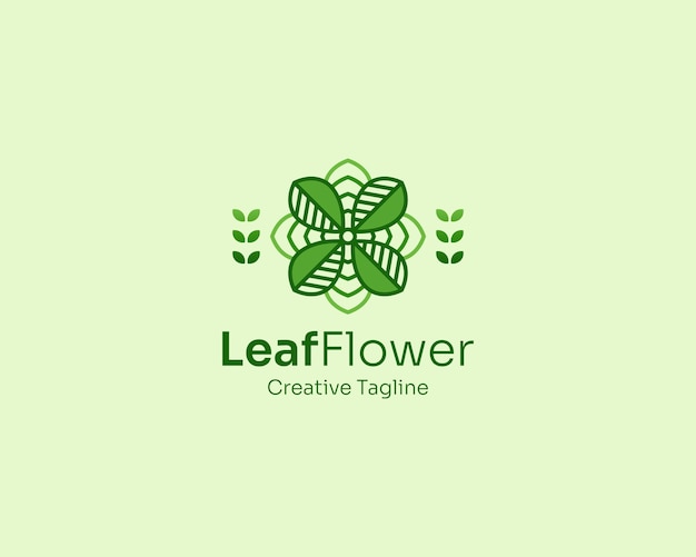 抽象的なシンプルな葉の花のロゴ