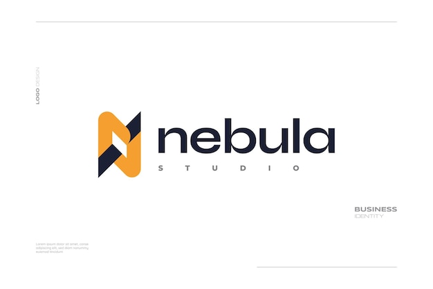 Abstract and Simple Letter N Logo with Black and Orange Color Combination for Business or Technology Brand Identity