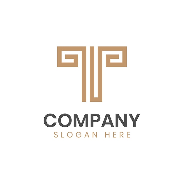 Abstract simple letter T logo symbol for luxury company branding Elegant identity design gold