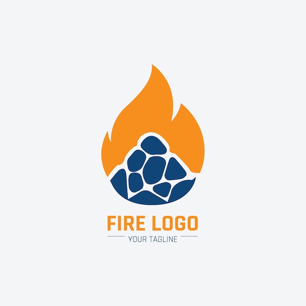 Абстрактный простой дизайн логотипа горы, дизайн иконы огня