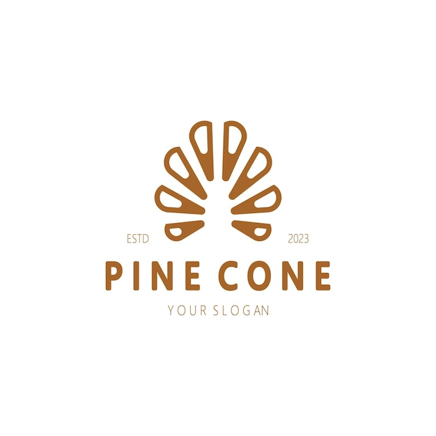 Disegno astratto semplice del logo della pigna per affaridistintivoemblemapiantagione di pinoindustria del legno di pinoyogaspa
