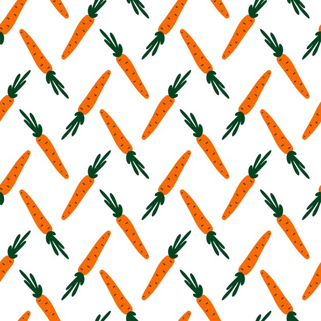 Vector abstract simple seamless pattern with carrots orange vegetable vegeterian background