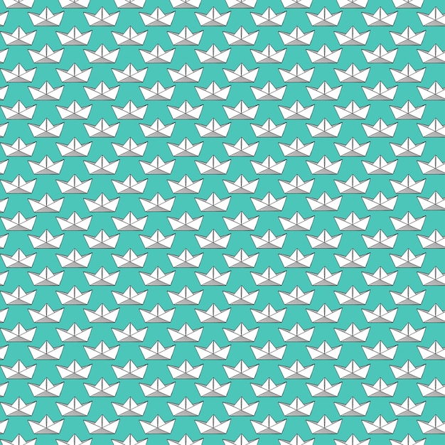 Abstract simple vector seamless pattern background with paper origami ships