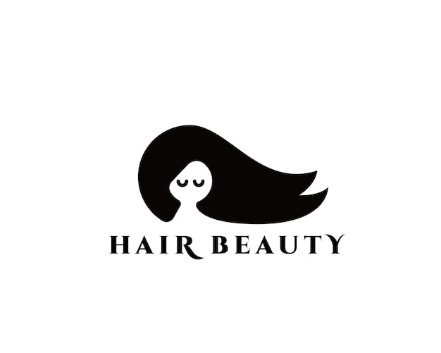 Abstract and simple woman on hair beauty salon logo