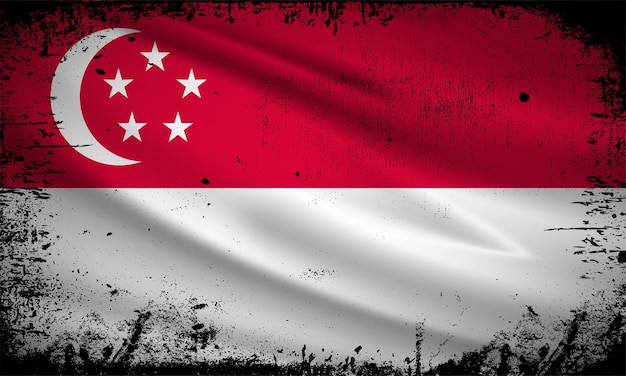 Fondo astratto della bandiera di singapore con il giorno dell'indipendenza di singapore di stile del colpo di lerciume