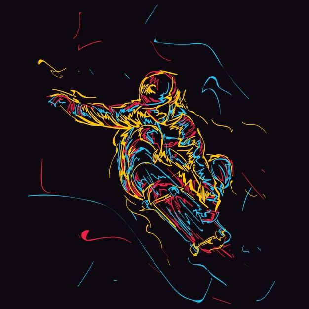 Vector abstract skateboarder doing a jump trick