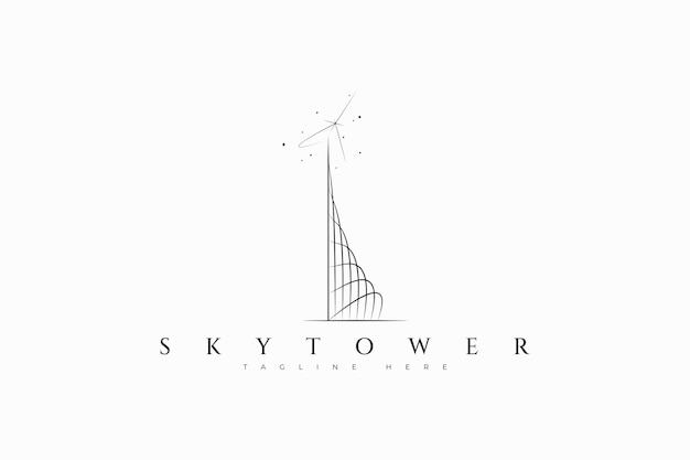 Vector abstract sky tower building skyscraper business company logo apartment office skyline town