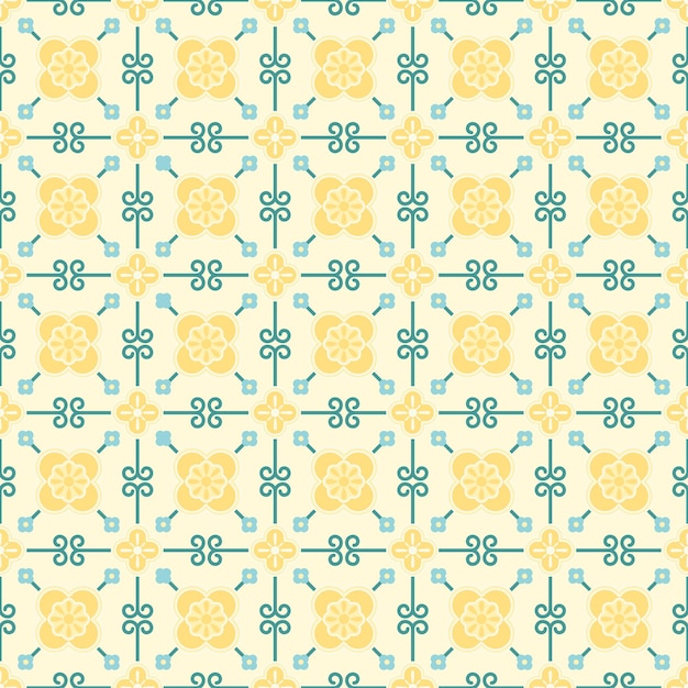 Abstract small yellow floral tile seamless pattern vector geometric background