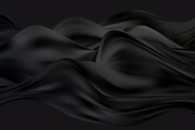 Vector abstract smooth black color wavy art background