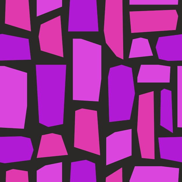 Abstract snijden creatief naadloos patroon in violette kleuren op zwarte achtergrond