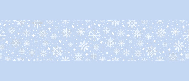 Abstract snowflake seamless border Snowflakes seamless pattern Snowfall repeat backdrop Winter holidays theme Seamless background with snowflakes Vector illustration