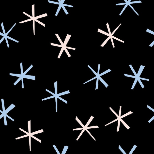 Abstract snowflake seamless pattern background. Childish handmade craft for design card, cafe menu, wallpaper, album, scrapbook, holiday wrapping paper, textile fabric, bag print, t shirt etc.