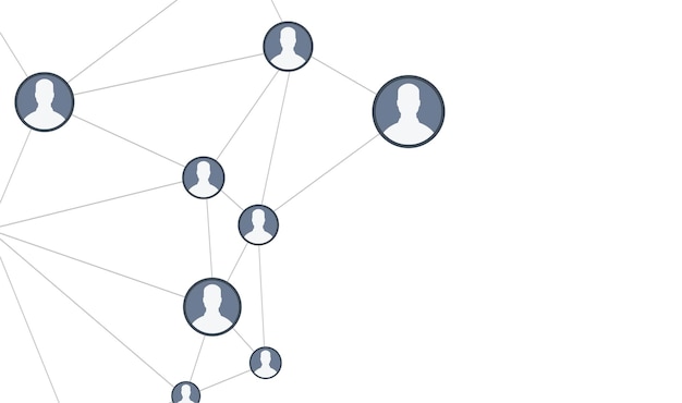 Abstract sociaal netwerkschema, dat mensenpictogrammen bevat die met elkaar zijn verbonden. EPS