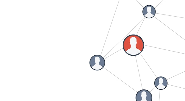 Abstract sociaal netwerkschema, dat mensenpictogrammen bevat die met elkaar zijn verbonden.