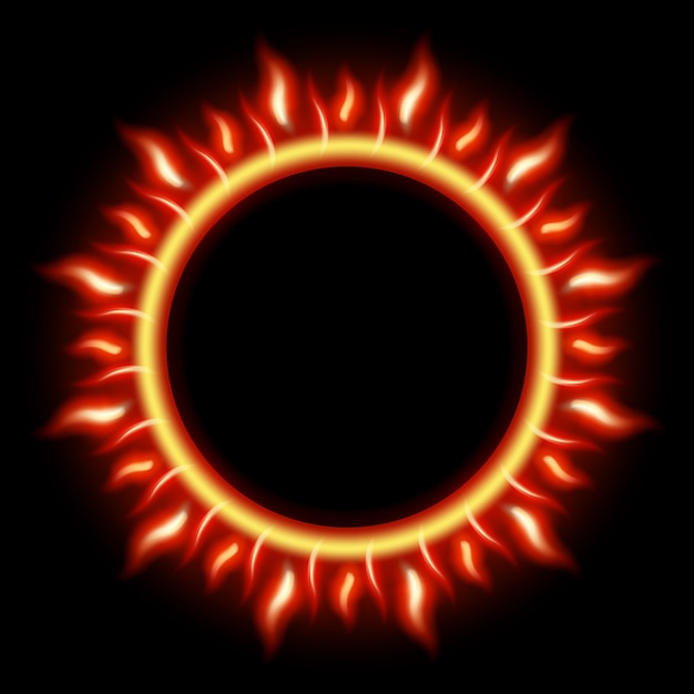 Abstract solar eclipse burning fire circle