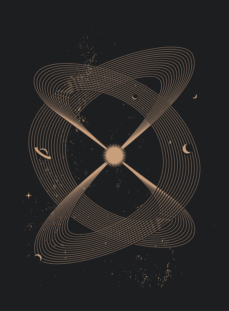 Vector abstract solar system poster or card or wall art print design template vector illustration
