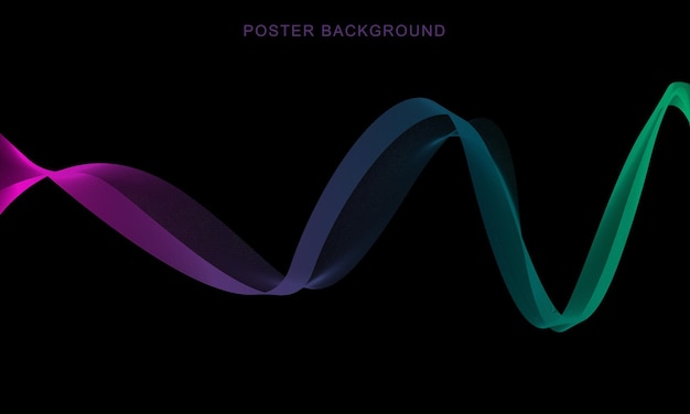 Vector abstract soun wave motion gradient line background on black