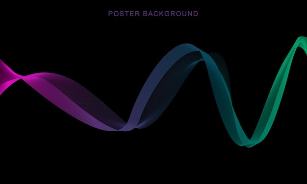 벡터 블랙에 추상 음파 모션 그라데이션 라인 배경