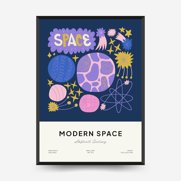 Abstract space and cosmos posters template Modern trendy Matisse minimal style Wall Art decor