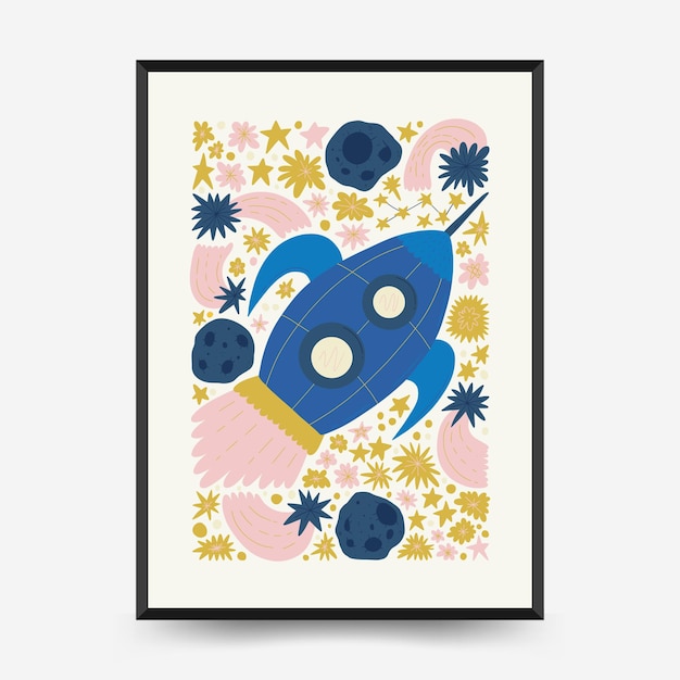 Vector abstract space and cosmos posters template modern trendy matisse minimal style wall art decor