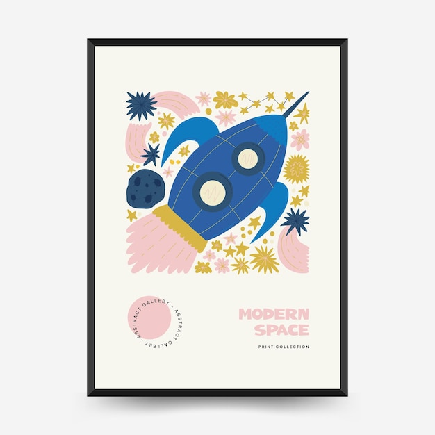 Abstract space and cosmos posters template Modern trendy Matisse minimal style Wall Art decor