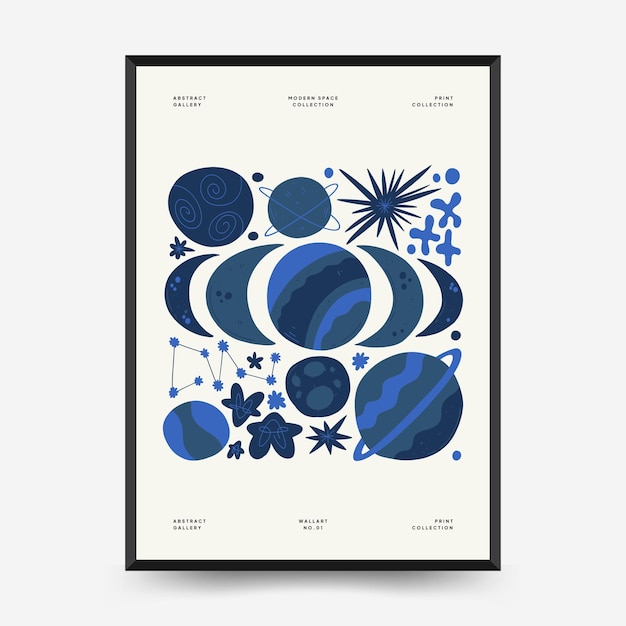 Abstract space and cosmos posters template Modern trendy Matisse minimal style Wall Art decor