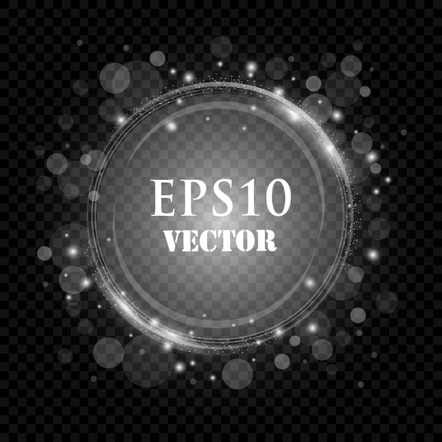 Vector abstract sparkling frame light effect on transparent background.