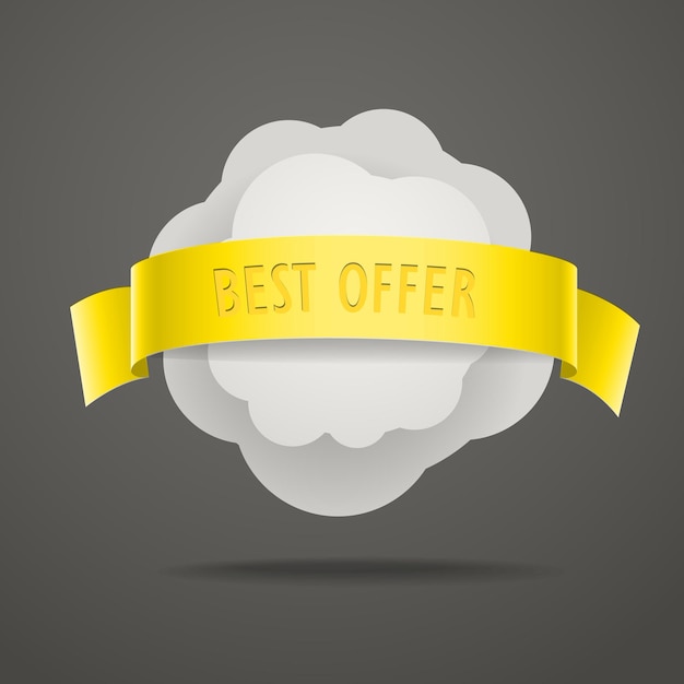 Abstract speech cloud with color ribbon template for a text