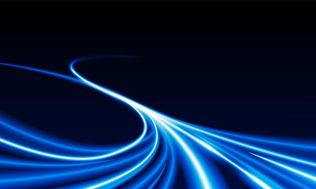 Abstract speed line background with dynamic light fiber cable technology network and Electric car concept innovation background vector design