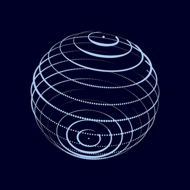 Abstract sphere from dots Technological background Analysis of virtual reality Vector illustration