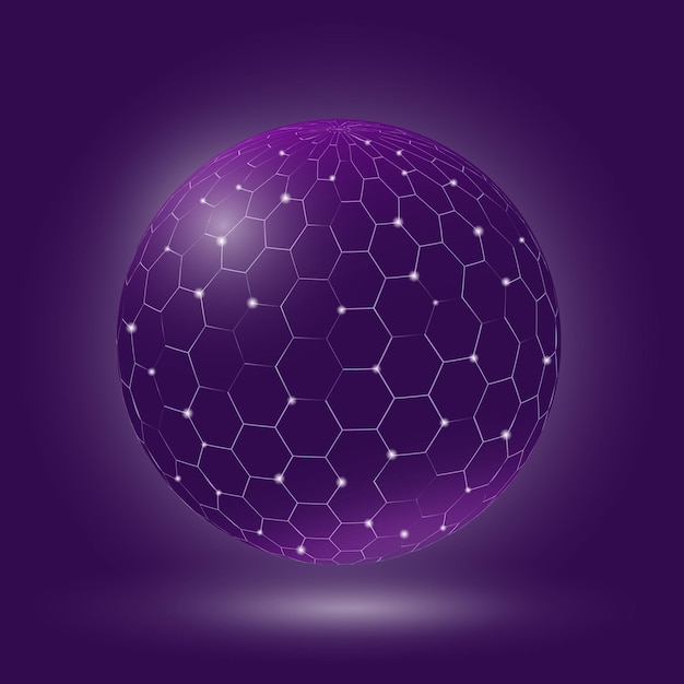 Abstract sphere on violet background