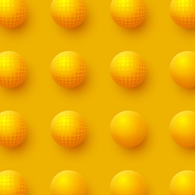 Abstract spheres background. 3d yellow balls. Vector illustration