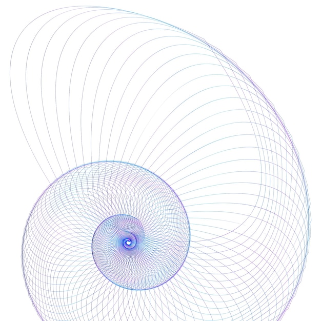 Abstract spiraalvormig regenboogontwerpelement op witte achtergrond van draailijnen