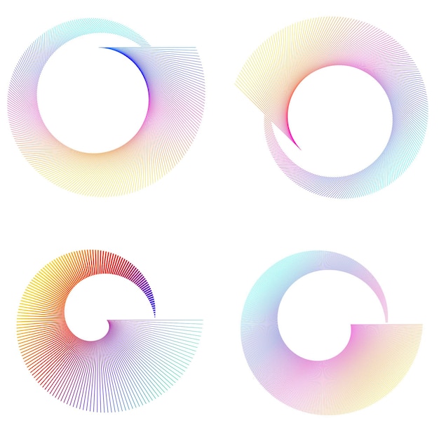 Elemento di design arcobaleno a spirale astratta su sfondo bianco di linee di torsione illustrazione vettoriale eps 10 proporzioni tradizionali icona vettore rapporto aureo spirale di fibonacci per biglietto da visita elegante