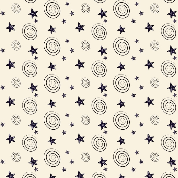 Abstract Spiral And Star Galaxy Doodle Pattern