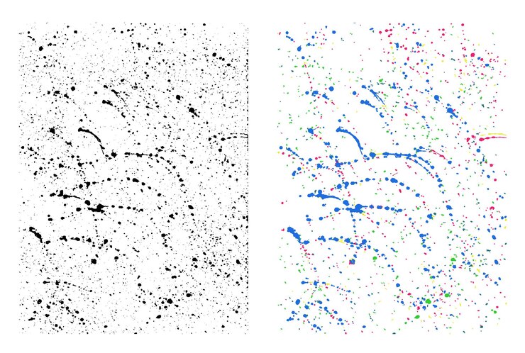 Vector abstract splash background black and cheerful colors splashed colored inks fun stencil texture naif
