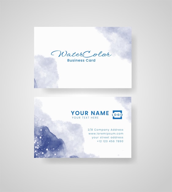 Vector abstract splashed watercolor business card