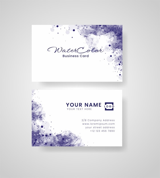 Abstract splashed watercolor business card