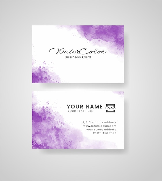 Abstract splashed watercolor business card