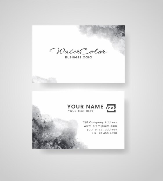 Abstract splashed watercolor business card